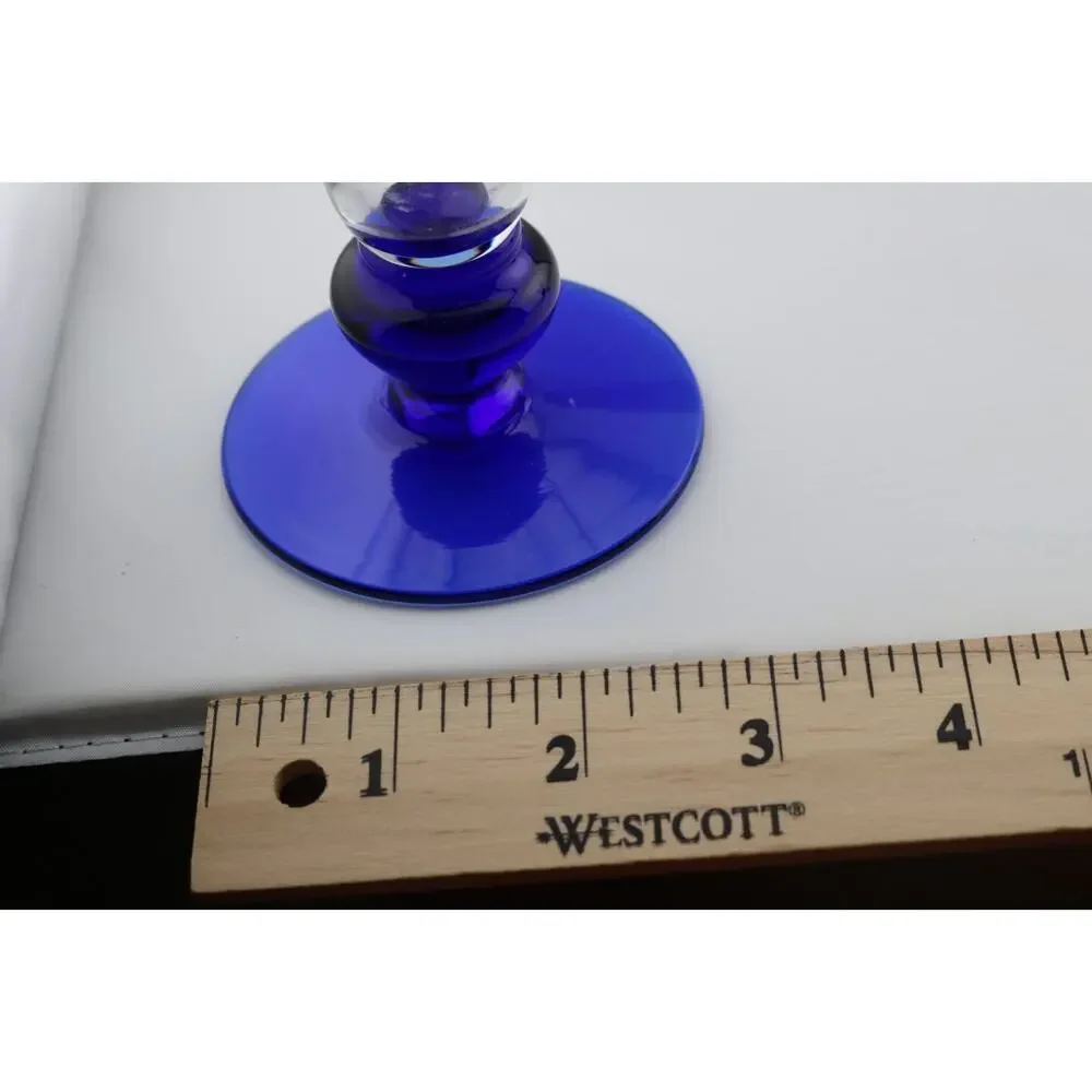 Princess House Crystal Cobalt Sapphire Blue Candlestick Holders #325 - Set Of 2